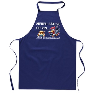 Sort de bucatarie, bumbac, Piksel, Albastru, Mereu gatesc cu vin, M3, Casa & Stil de viata, Echipamente de bucatarie, Textile pentru bucatarie, Sortuti de bucatarie, Fotografie, grafica, desen, ilustratie, ARTYNOS