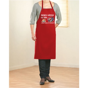 Sort de bucatarie, bumbac, Piksel, Rosu, Mereu gatesc cu vin, M3 - casă & stil de viață - echipamente de bucătărie - textile pentru bucătărie - șorțuri de bucătărie - Artynos.ro