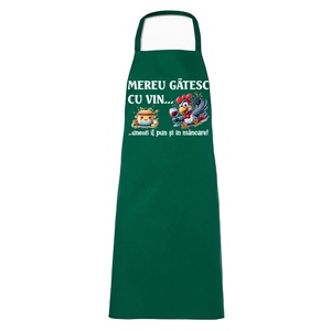 Sort de bucatarie, bumbac, Piksel, Verde, Mereu gatesc cu vin, M3 - casă & stil de viață - echipamente de bucătărie - textile pentru bucătărie - șorțuri de bucătărie - Artynos.ro