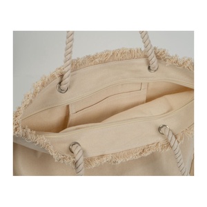 Geanta de plaja cu ciucuri, Piksel, din bumbac si baza de iuta, 48x38 cm, M1 - genți și portofele - geantă pentru cumpărături - totebaguri - Artynos.ro