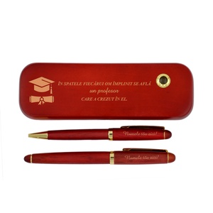 Set pix si stilou in cutie din lemn de trandafir, Piksel, cu mesaj, absolvire, profesori - Artynos.ro