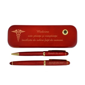 Set pix si stilou in cutie din lemn de trandafir, Piksel, Doctor, cu mesaj, medicina, Accessorii si unelte, Unelte, instrumente, Ustensile desen si scris, Gravare, pirogravura, ARTYNOS