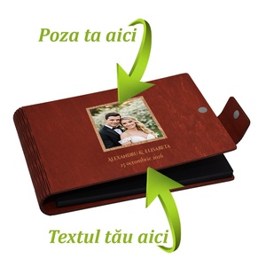 Album Foto A5 Lemn, Rosu, Personalizat cu Poza si Text, Cadou Unic Piksel - accesorii nuntă - amintiri și cadouri de nuntă - albume foto de nuntă - Artynos.ro