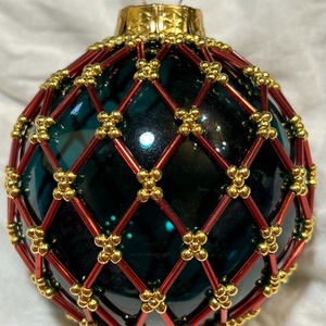 Glob de sticla decorat, Accesorii de Crăciun, Decorațiuni de Crăciun de casă, Decorațiuni pentru pomul de Crăciun, Împletituri, broderie cu mărgele, ARTYNOS