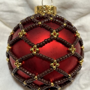 Glob de sticla decorat, Accesorii de Crăciun, Decorațiuni de Crăciun de casă, Decorațiuni pentru pomul de Crăciun, Împletituri, broderie cu mărgele, ARTYNOS