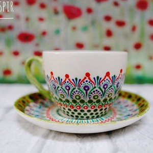 Set pictat ceasca si farfurie , Casa & Stil de viata, Accesorii pentru echipamente de bucatarie, Accesorii de servire, Vesela, farfurii, Pictura, Set alcatuit din farfurie pictata si personalizata si ceasca . Un cadou unic si reprezentativ potri..., ARTYNOS