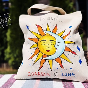 Sacosa pictata bumbac - Soarele  si Luna  - Artynos.ro