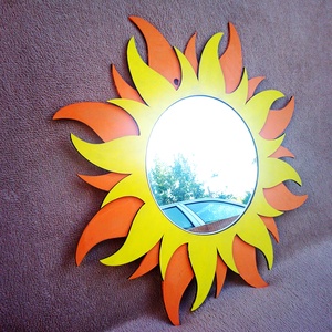 Oglinda sticla cu rama din MDF, 2 straturi de 4 mm, vopsita in culori acrilice, diametru ext 45 cm, diametru int. 20 cm, Casă & Stil de viață, Accesorii pentru decorat casa, Oglinzi perete, oglinzi decor, Prelucrarea lemnului, Pictură, ARTYNOS