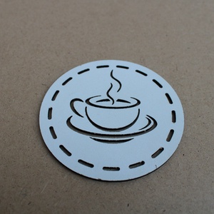 Suport pahar din MDF alb de 2.5 mm, design ceasca cafea, diametru 10 cm - accessorii și unelte - accesorii decorative - alte accesorii - Artynos.ro