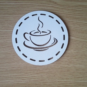 Suport pahar din MDF alb de 2.5 mm, design ceasca cafea, diametru 10 cm, Accessorii și unelte, Accesorii decorative, Alte accesorii, Prelucrarea lemnului, ARTYNOS