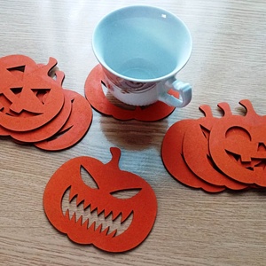 Set 8 suporturi pahare cu tematica Halloween, MDF de 2.5 mm, dimensiuni 10 x 9 cm, vopsite in culori acrilice - casă & stil de viață - accesorii pentru decorat casa - halloween - tot ce ai nevoie pentru petrecere! - ornamente de halloween - Artynos.ro