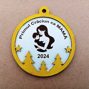 Glob Craciun cu mesaj, Craciun, Decoratiuni de Craciun de casa, Prelucrarea lemnului, Gravare, pirogravura, ARTYNOS