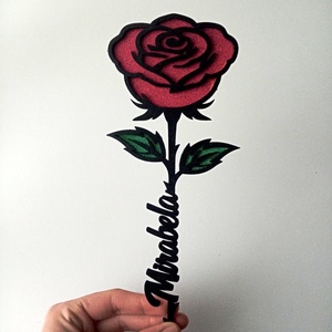 Floare din lemn cu nume 20x8 cm - accessorii și unelte - accesorii decorative - alte accesorii - Artynos.ro