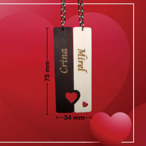 Breloc Cuplu din Doua Piese cu Personalizare a Numelui Prin Gravare -  - Artynos.ro