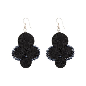 Cercei negri spirale Soutache, Bijuterii, Cercei, Cercei brodati, , ARTYNOS