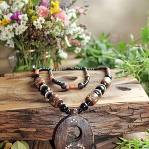 Colier din pietre sardonix si onix - bijuterii - coliere - coliere din pietre semiprețioase - Artynos.ro