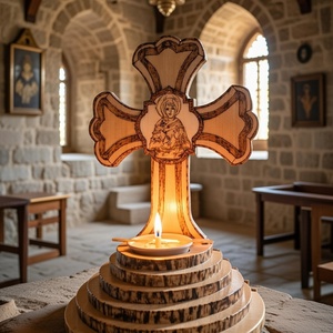 Candela din lemn, Casa & Stil de viata, Accesorii religioase, Cruce, Gravare, pirogravura, ARTYNOS