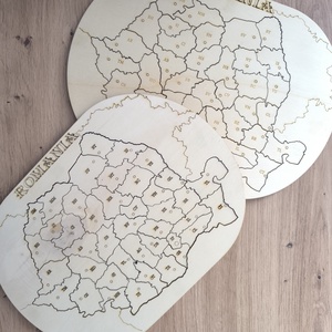 Harta Puzzle Romania din lemn  - jucării și echipamente pentru copii - jocuri de gândire - jocuri educative - Artynos.ro