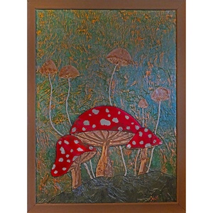 Tablou Mushroom King, Arte vizuale și accesorii , Picturi, Picturi în tehnică mixtă, Pictură, ARTYNOS