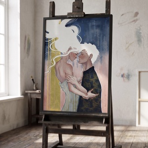 The Modern Kiss - Fine Art Print - arte vizuale și accesorii  - picturi - picturi în tehnică mixtă - Artynos.ro