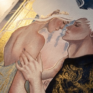 The Modern Kiss - Fine Art Print - arte vizuale și accesorii  - picturi - picturi în tehnică mixtă - Artynos.ro