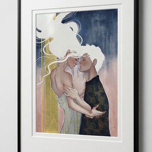 The Modern Kiss - Fine Art Print - arte vizuale și accesorii  - picturi - picturi în tehnică mixtă - Artynos.ro
