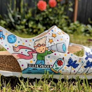 Sandale pictate Micul Print - Birkenstock, Imbracaminte si moda, Pantofi, papuci, sosete, Sandale, Pictura, Sandale Birkenstock Arizona customizate prin pictura manuala , utilizand culori profesionale pentru..., ARTYNOS
