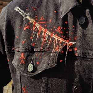 Geaca Denim Pictata - îmbrăcăminte și modă - haine bărbați - geacă bărbați - Artynos.ro