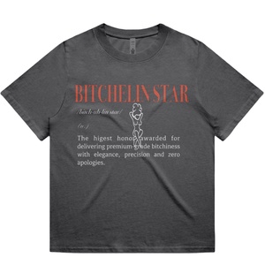 Bitchelin Star Tricou Dama, Imbracaminte si moda, Haine dama, Tricou si top de dama, Fotografie, grafica, desen, ilustratie, Tricoul “Bitchelin Star” print DTG pe tricou AS Colour Heavy Faded este confectionat din bumbac car..., ARTYNOS