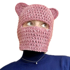 Balaclava caciula crosetata cu urechi de ursulet - îmbrăcăminte și modă - eșarfe, pălării, fularuri - căciulă - Artynos.ro