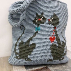 Geanta pisici amorezate , Genti si portofele, Genti de mana si umar, Geanta casual, Crosetat, ARTYNOS