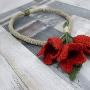 Colier lalele, Bijuterii, Coliere, Pandative, Crosetat, ARTYNOS