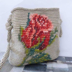 Geanta rose, Genti si portofele, Genti de mana si umar, Geanta casual, Crosetat, ARTYNOS