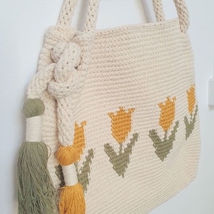 Geanta lalele , Genti si portofele, Genti de mana si umar, Geanta casual, Crosetat, ARTYNOS