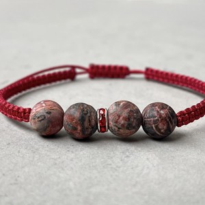 Brățară minerală macramé din jasp leopard mat - bijuterii - brățări - brățări din pietre semiprețioase - Artynos.ro