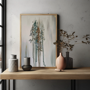 Unitate Pictura originala acrilice pe panza Padure abstract, Copaci - arte vizuale și accesorii  - picturi - pictură acrilică - Artynos.ro