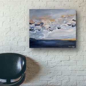 Peisaj cu Nouri, Peisaj maritim,  Pictura originala acrilice pe panza Tablou pictat manual, Unic, Arte vizuale si accesorii , Picturi, Pictura acrilica, Pictura, ARTYNOS