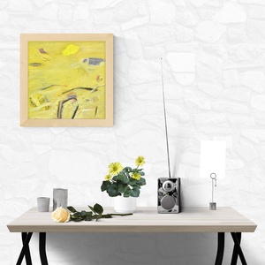 Pictura ulei pe panza, pictura abstracta, tabou galben tablou abstract galben pictura galbena relief decoratiune perete - arte vizuale și accesorii  - picturi - pictură în ulei - Artynos.ro