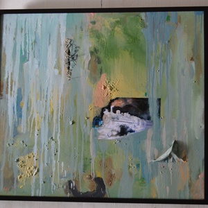 Pictura verde abstracta tablou verde abstract tablou acrilic pe panza pictura abstracta pictura figurativa cu colaj - arte vizuale și accesorii  - picturi - pictură acrilică - Artynos.ro