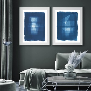  Set tablouri geometrice albastre picturi moderne albastre tablouri abstracte albastre print cadou tablouri originale  - Artynos.ro