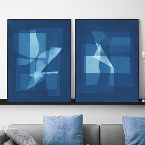  Set tablouri geometrice albastre picturi moderne albastre tablouri abstracte albastre print cadou tablouri originale  - arte vizuale și accesorii  - picturi - acuarele picturi - Artynos.ro