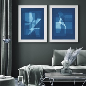  Set tablouri geometrice albastre picturi moderne albastre tablouri abstracte albastre print cadou tablouri originale  - Artynos.ro