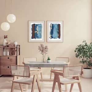  Set tablouri geometrice albastre picturi moderne albastre tablouri abstracte albastre print cadou tablouri originale  - arte vizuale și accesorii  - picturi - acuarele picturi - Artynos.ro