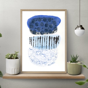 Print Acuarela pe hartie acuarela cadou inedit print abstract albastru decoratiune interioara design interior poster alb - Artynos.ro