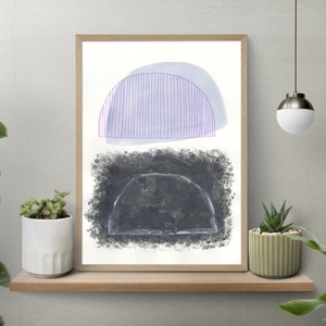 Print Acuarela pe hartie acuarela cadou inedit print abstract violet decoratiune interioara design interior poster alb - Artynos.ro