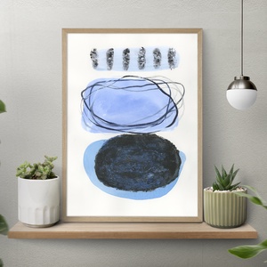 Print Acuarela pe hartie acuarela cadou inedit print abstract albastru decoratiune interioara design interior poster alb - Artynos.ro