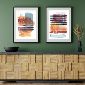 Set 2 Printuri Acuarela originala poster cadou inedit print abstract portocaliu decoratiune interioara design interior , Casa & Stil de viata, Accesorii pentru decorat casa, Picturi murale, Postere, Fotografie, grafica, desen, ilustratie, Pictura, ARTYNOS