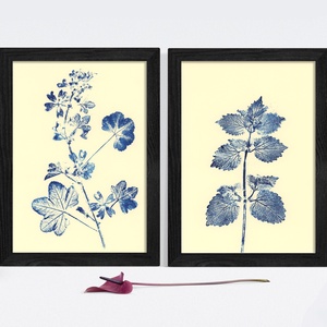 Set 2 Printuri monotipie originala poster cadou inedit print botanic albastru decoratiune interioara design interior , Arte vizuale si accesorii , Picturi, Acuarele picturi, Fotografie, grafica, desen, ilustratie, Pictura, ARTYNOS