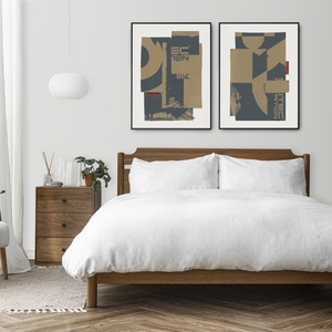 Set 2 Printuri colaj original poster cadou inedit print geometric albastru decoratiune interioara design interior , Arte vizuale si accesorii , Picturi, Acuarele picturi, Fotografie, grafica, desen, ilustratie, Pictura, ARTYNOS