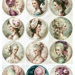 Hartie de orez A4 Portrete Aristocrate (B) – Rice paper decoupage, Hartie de orez A4 pentru decoupage, Accessorii si unelte, Hartie, Hartie decoupage, Decoupage, transfer si tehnici servetel, „Portrete Aristocrate” este o colectie de imagini circulare care surprind eleganta nobila a epocii ..., ARTYNOS